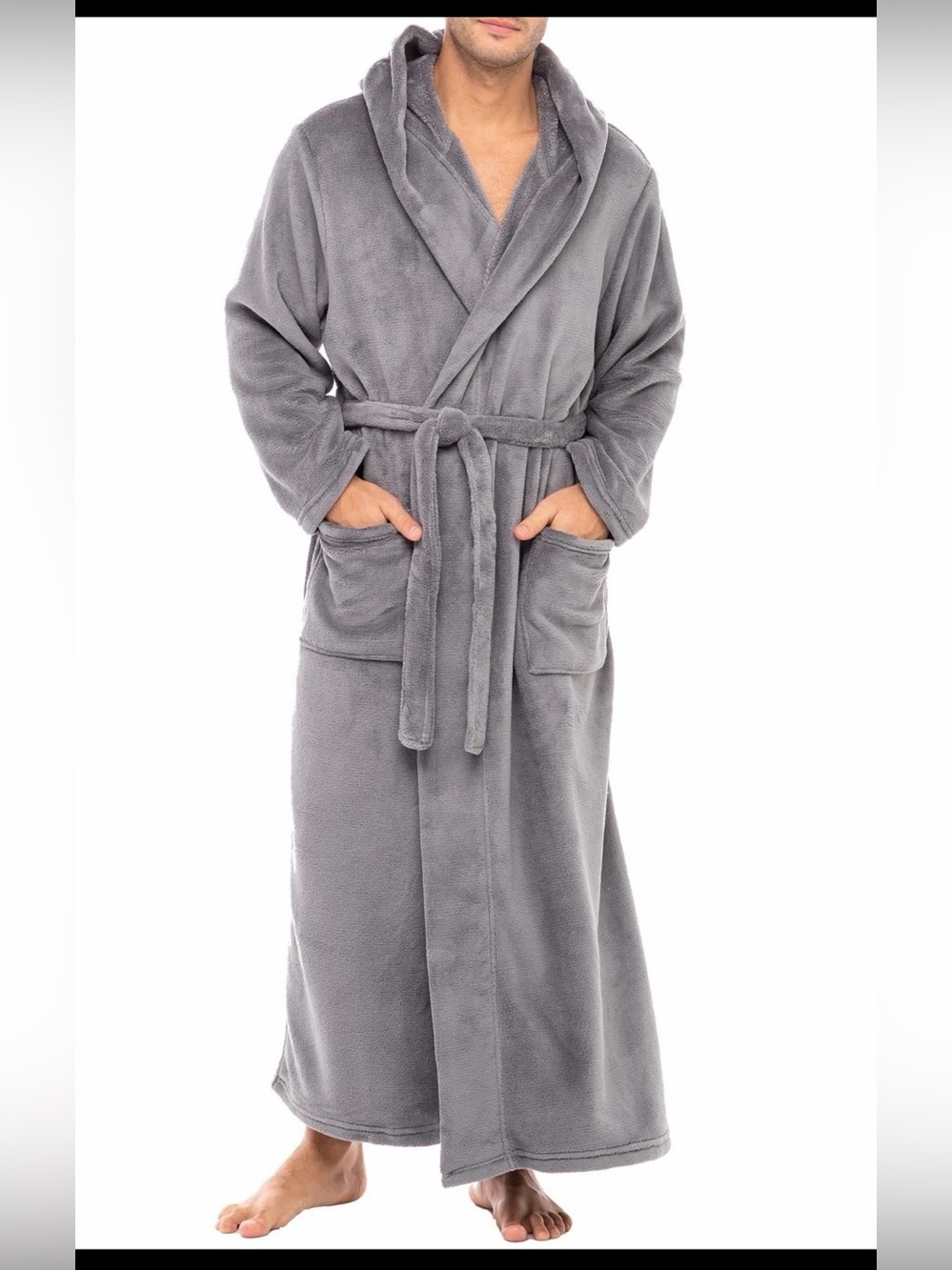 NWOT Alexander Del Rossa Mens Robe, Plush Fleece Hooded Bathrobe Medium